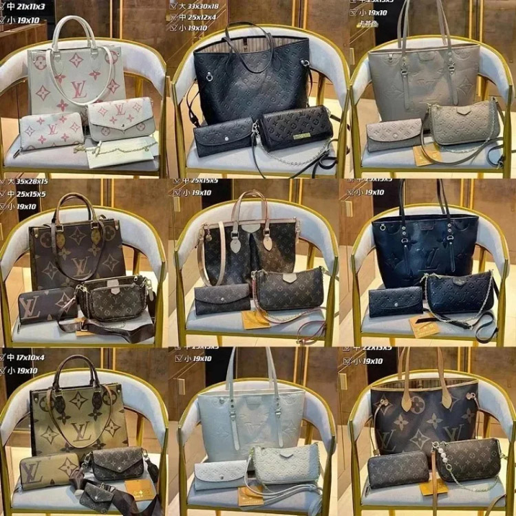 Zdjęcie QC 1 z 7 — Louis Vuitton Neverfull Tote & Pochette Accessoires Bag Sets in Monogram and Empreinte Leather