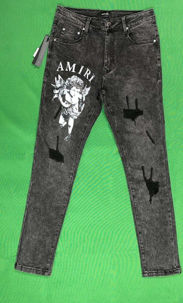 Zdjęcie QC 1 z 1 — Amiri Angel Print Distressed Slim Fit Jeans
