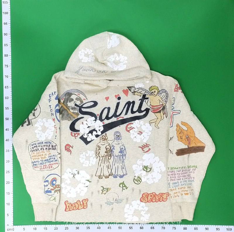 Zdjęcie QC 1 z 3 — Saint Laurent Graffiti-Print Hooded Sweatshirt