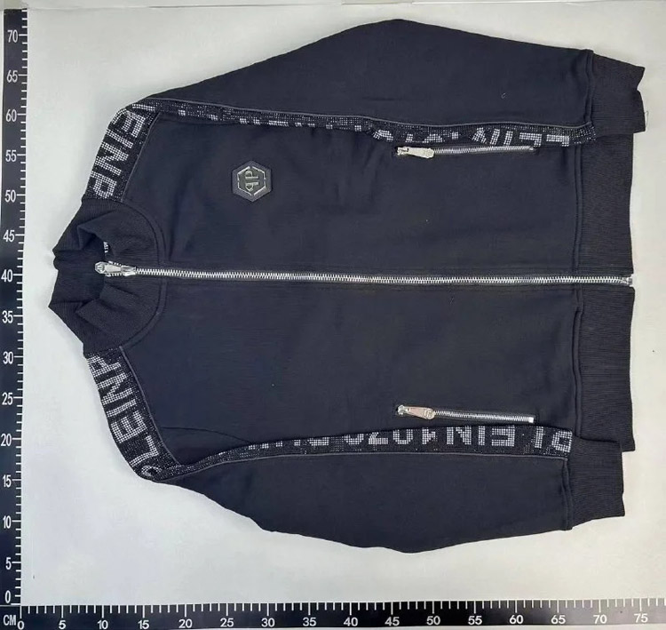 Zdjęcie QC 2 z 4 — Philipp Plein Skull Flag Embroidered Zip-Up Sweater & Jogger Pants Set [9 styles]