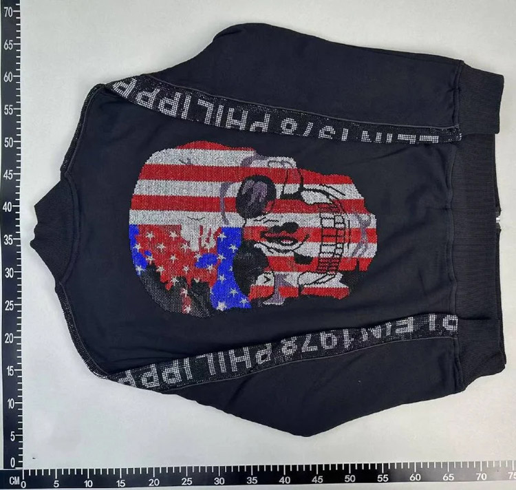 Zdjęcie QC 3 z 4 — Philipp Plein Skull Flag Embroidered Zip-Up Sweater & Jogger Pants Set [9 styles]